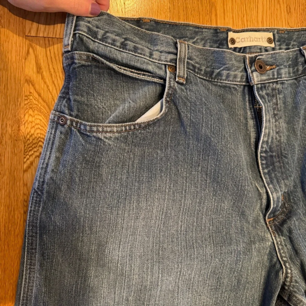 Carhartt B180 LVN Loose Fit Jeans Mens 38x34 Blue Denim‎ Light Wash Workwear